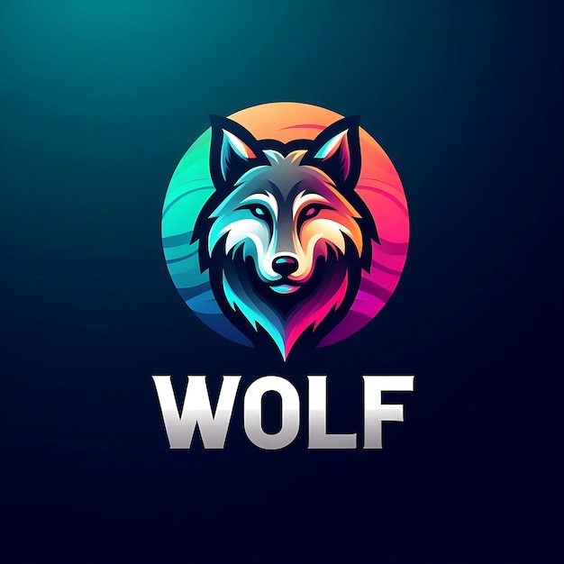 Photo wolf logo design gradient style animal logo