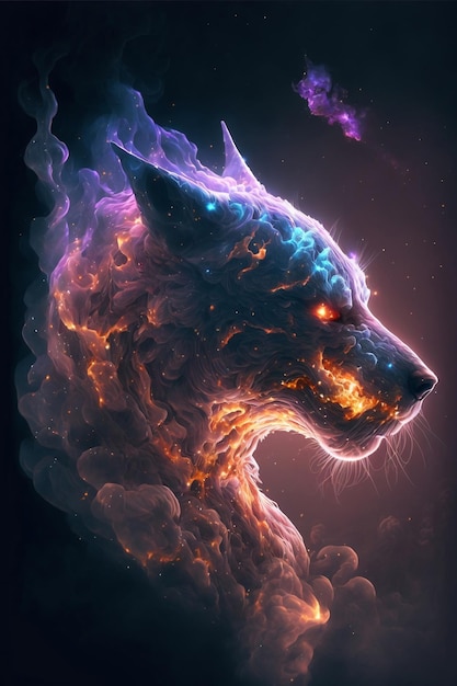 Wolf made of smoke