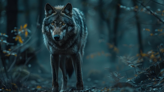 Wolf in the Misty Forest