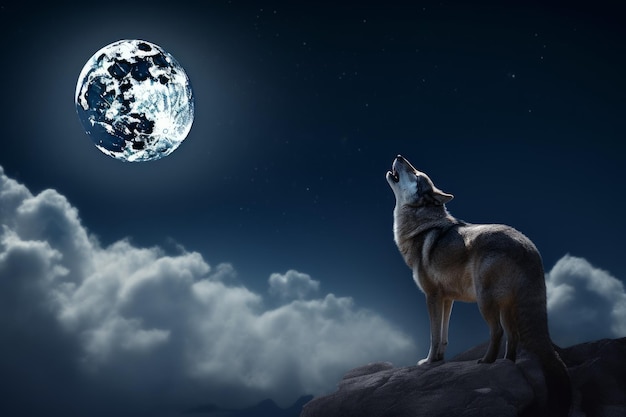 Wolf moon night concept