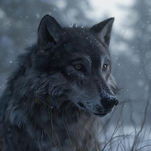 Wolf in a Natural Foggy Environment