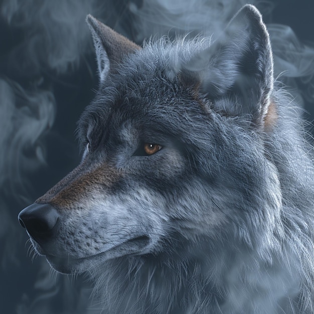 Wolf in a Natural Foggy Environment