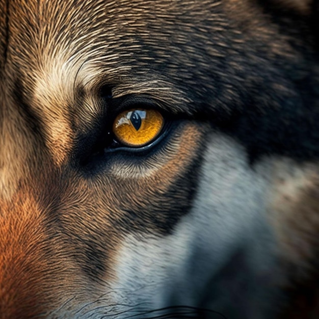 A wolf's eye is shown with the word wolf on the left side.