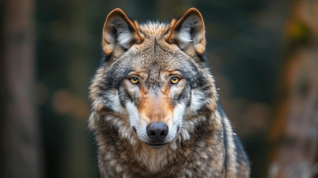 Photo a wolf that has a brown face and a brown face