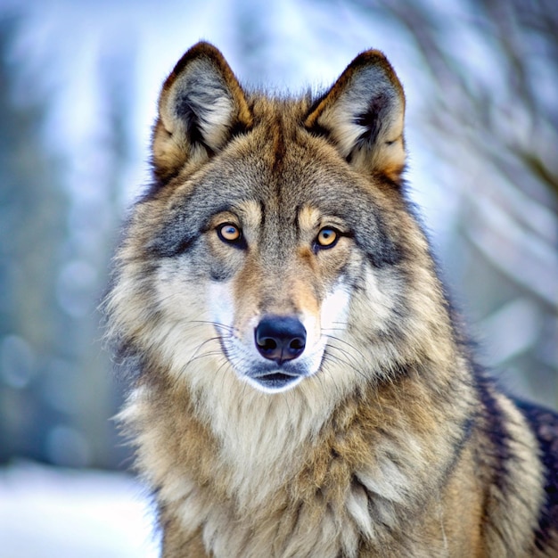 a wolf that is looking at the camera