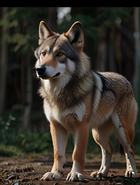 a wolf that is standing in the forest