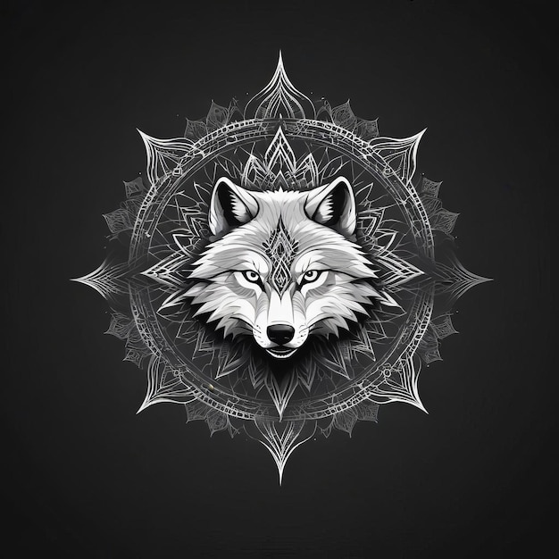 Photo wolf tshirt design with dramatic lighting