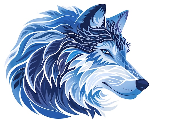 a wolf with a blue face and the words wolf on it