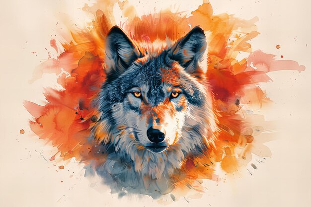 Photo a wolf with a colorful background that says wolf