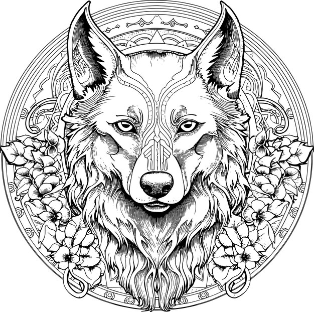 Photo a wolf with a crown on its head is shown in a circle