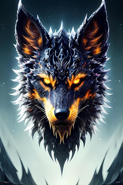 A wolf with a glowing face