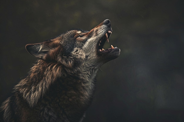 Photo a wolf with its mouth open