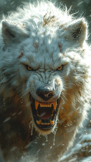 a wolf with an open mouth is shown with the words wolf on the front