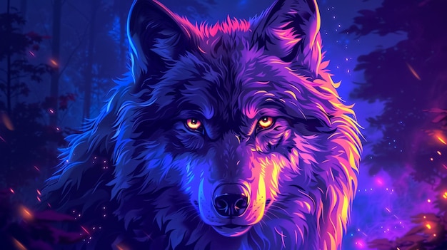 a wolf with a purple background and the words wolf on it