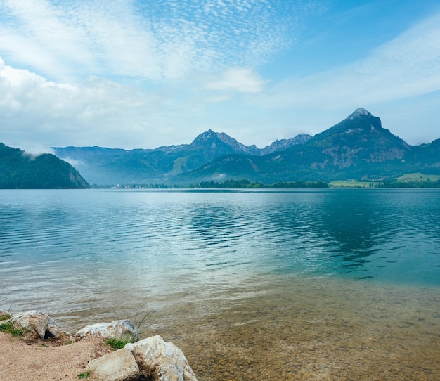 Wolfgangsee summer alpine lake view Austria