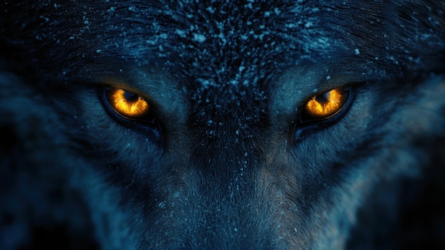 Photo wolfs glowing eyes