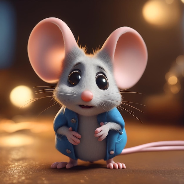 Wolrd Smile Day Animal Day Pixar Style Cute Little Mouse Anthropomorphic Dramatic Lighting 8k Portr