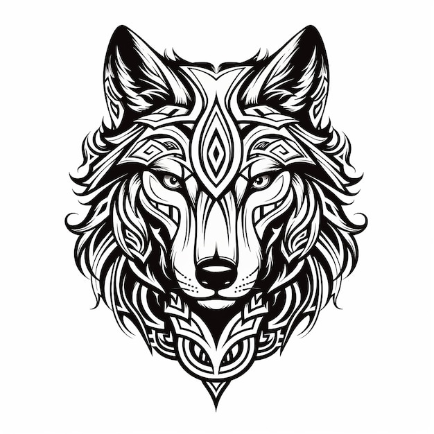 Photo wolves tattoo celtic tattoo style black and white vector white background