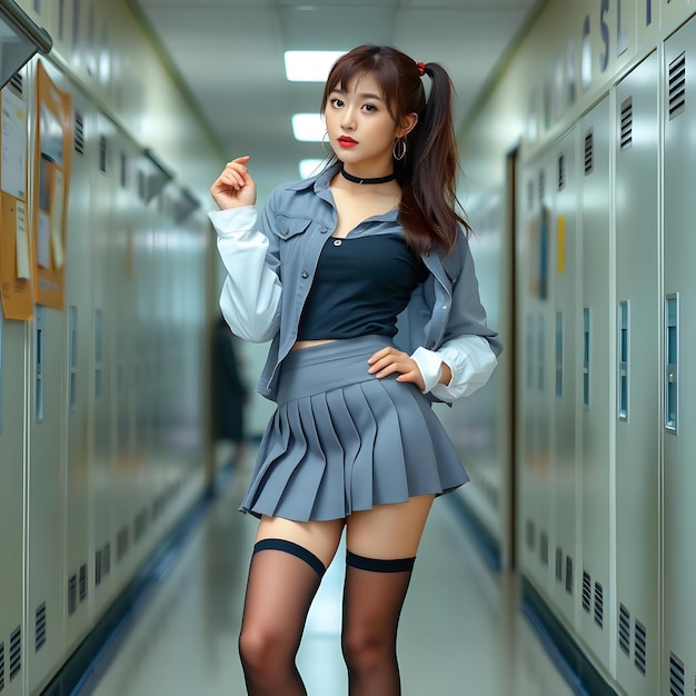 Photo a woman 18 years old dressed as a schoolgirl sexy girl