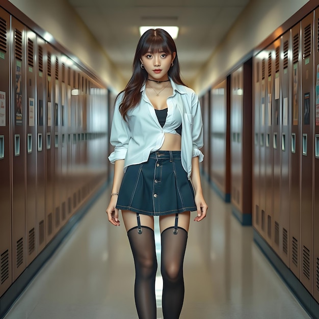 A woman 18 years old dressed as a schoolgirl sexy girl