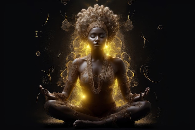 Woman african meditating Generate Ai