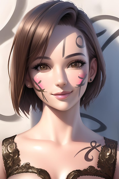 Woman anime digital painting illustration