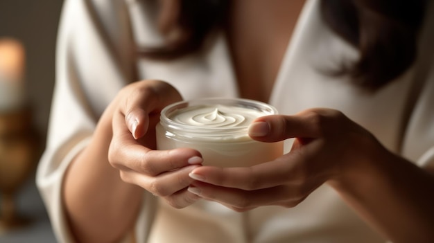 woman applying cream to her hands