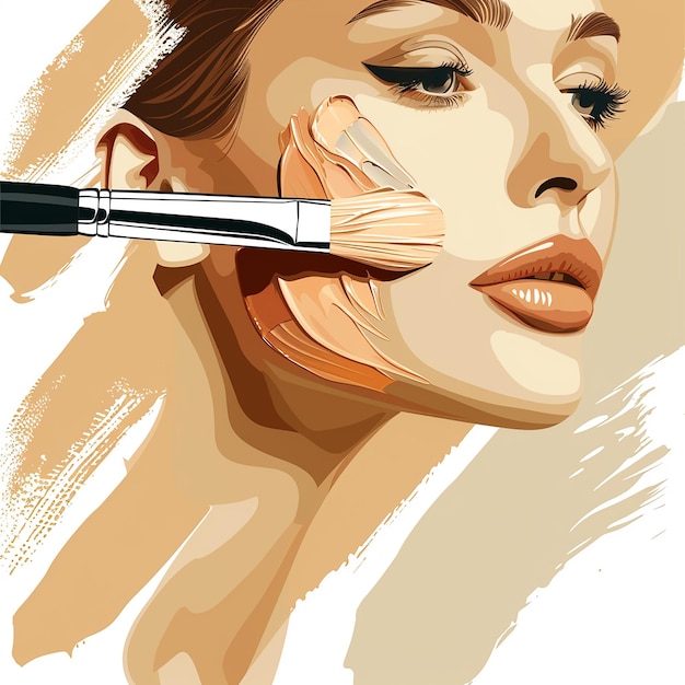 Woman Applying Foundation Logo Illustration