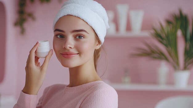 Photo woman applying moisturizing cream