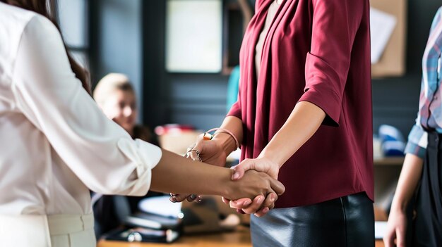 Woman are shaking hands in office Collaborative