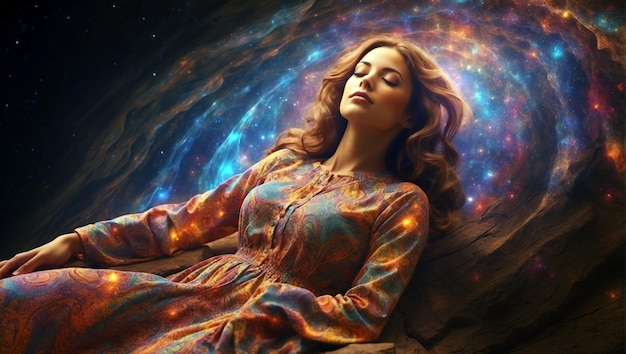 Woman Astral body Psychedelic journey neardeath experience made by Ai generator