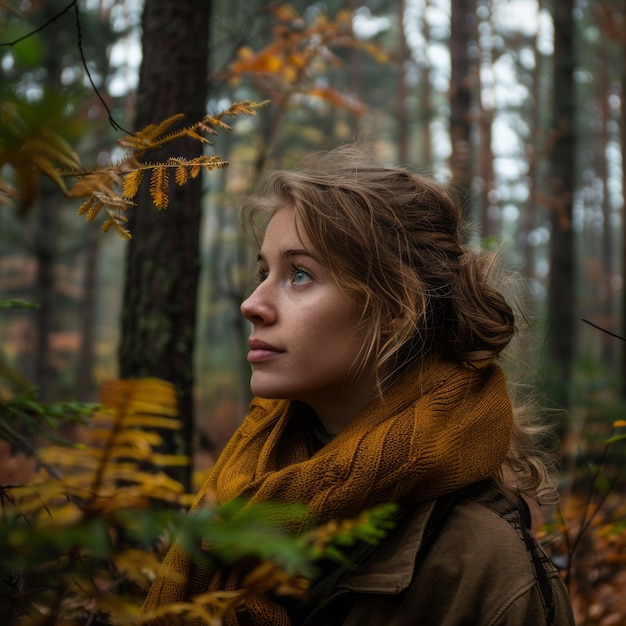 Photo woman in autumn forest