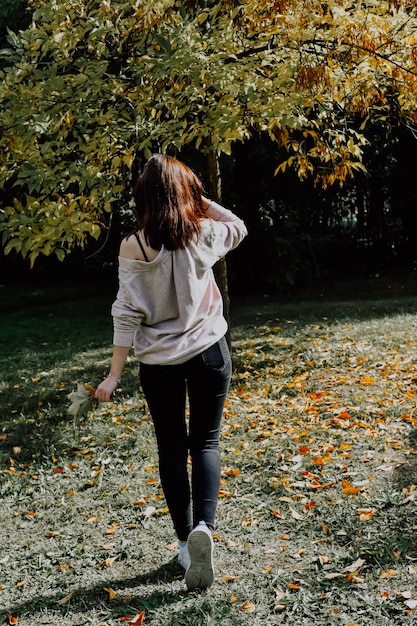 woman in autumn park