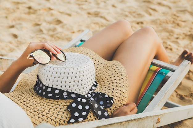 Woman on beach in summer