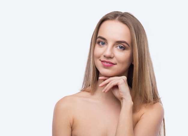 Woman beauty face portrait isolated on white background