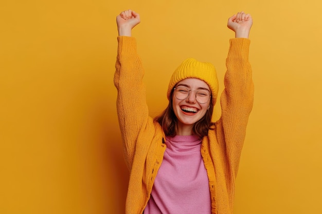 Woman being enthusiastic about her new clothes