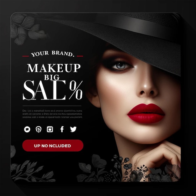 a woman Big sale Beauty center makeup salon banner and post for social media template design