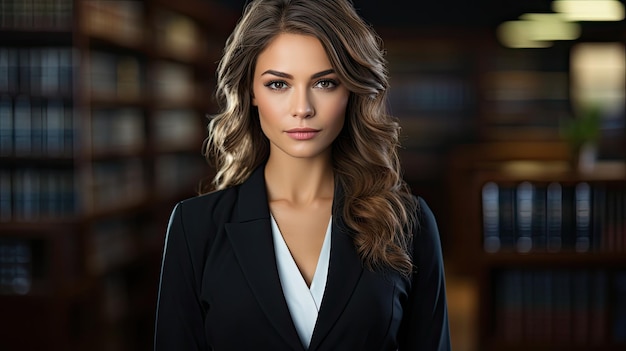 a woman in a black suit