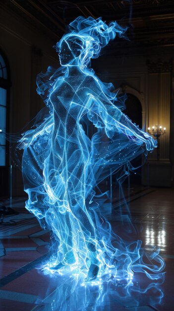 A Woman in a Blue Flame Dress