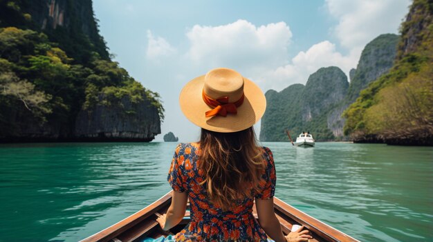 Woman on boat in Thailand