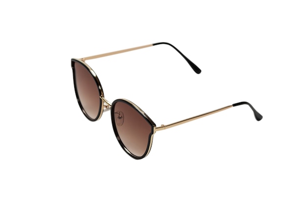 Woman brown trendy sunglasses isolated on a white background.