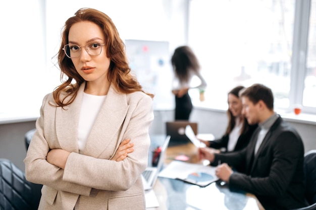 Woman business employee work succsessful freelancer