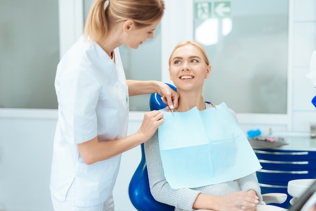 The woman came to the dental clinic.