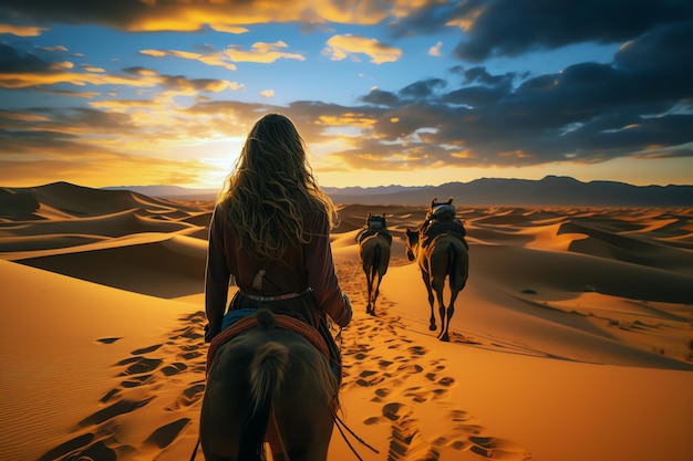 Woman on camel AI generated