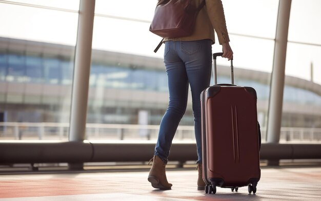 Woman carries your luggage at the airport terminal