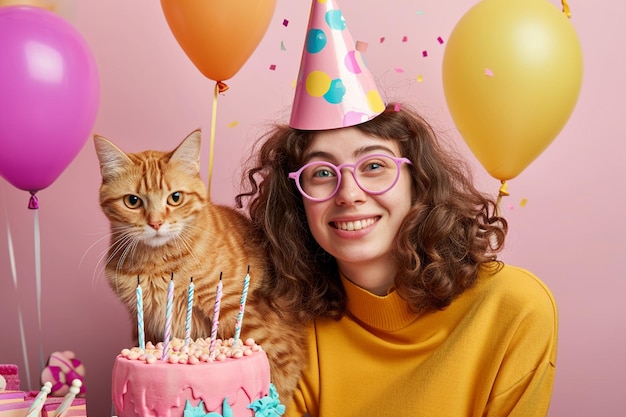 a woman celebrating her cat birthday