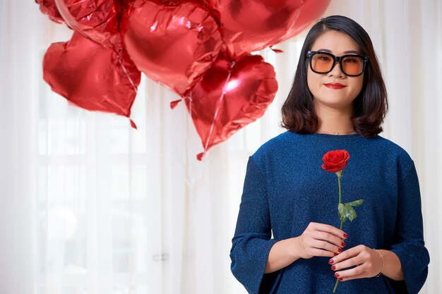 Woman celebrating Valentines Day