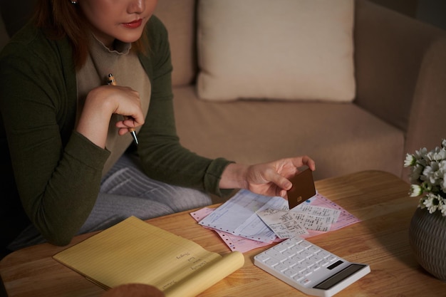 Woman Checking Credit Card Loan