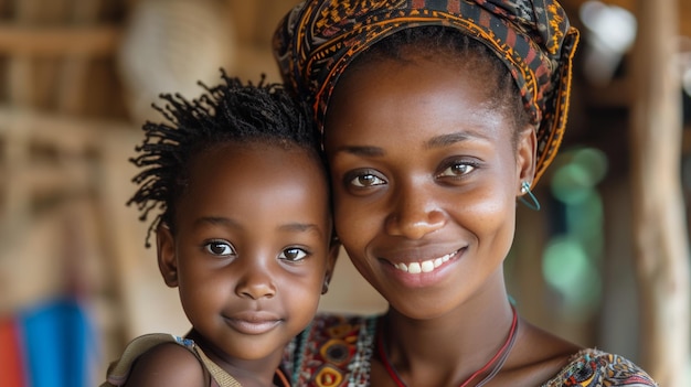 Woman and Child Posing for Picture