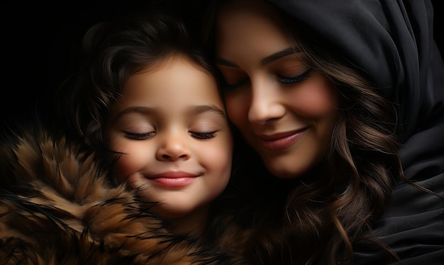 Woman and Child Smiling Together